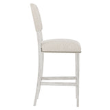Moore Glacier White/White/Cream Fabric Bar Stool - Ornate Home
