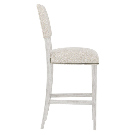 Moore Glacier White/White/Cream Fabric Bar Stool - Ornate Home