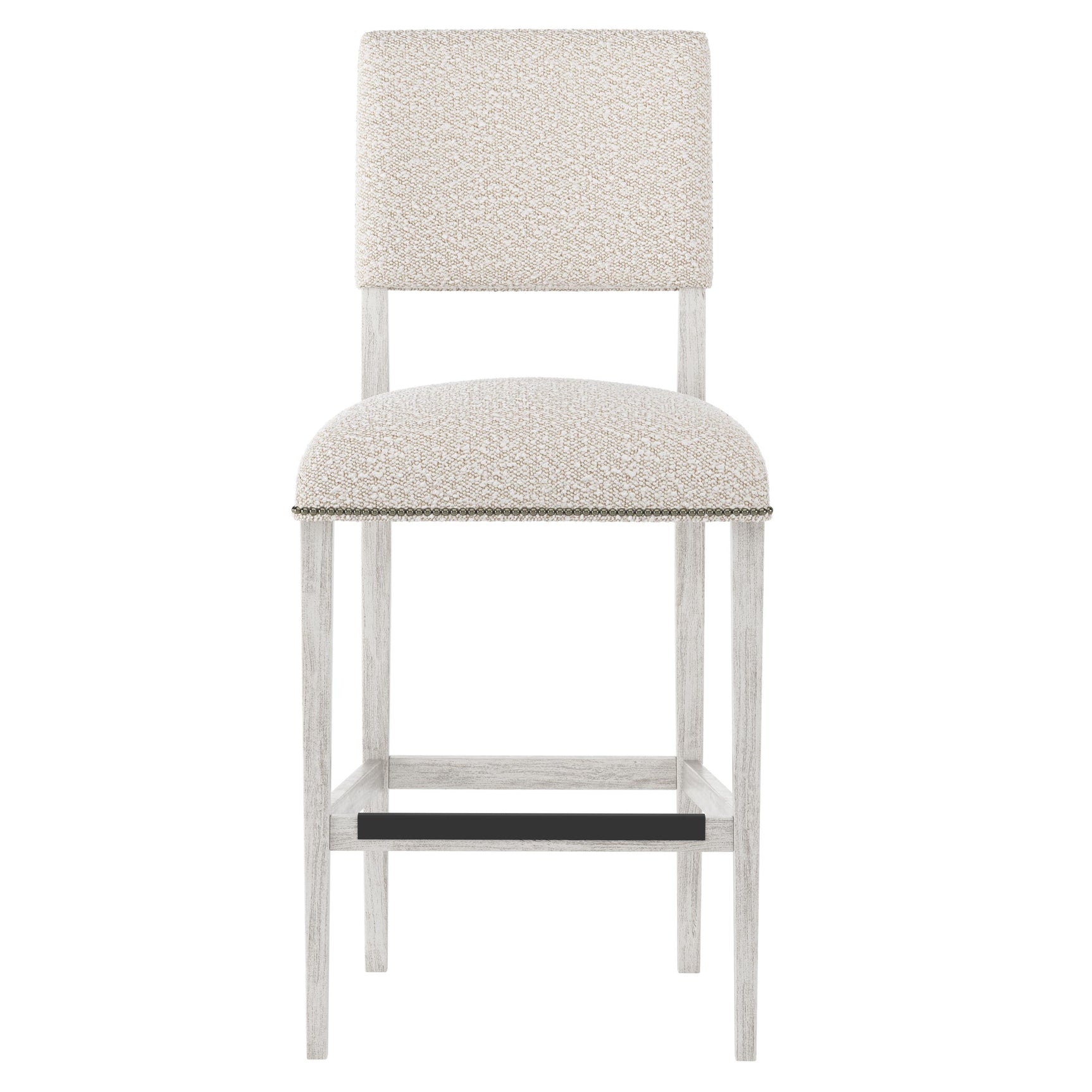 Moore Glacier White/White/Cream Fabric Bar Stool - Ornate Home
