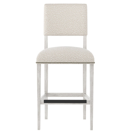 Moore Glacier White/White/Cream Fabric Bar Stool - Ornate Home