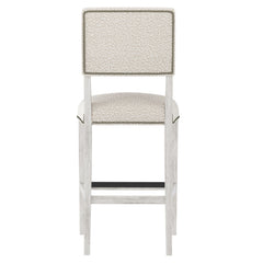 Moore Glacier White/White/Cream Fabric Bar Stool - Ornate Home