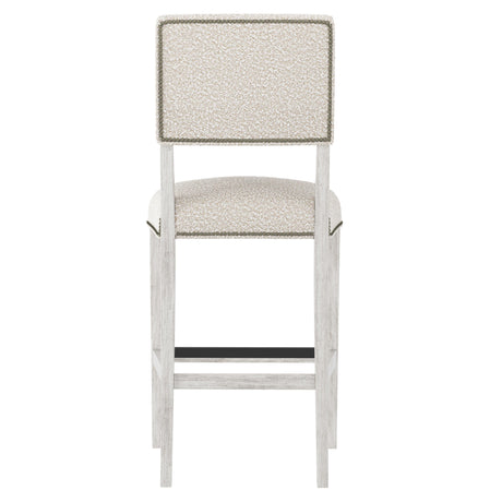 Moore Glacier White/White/Cream Fabric Bar Stool - Ornate Home