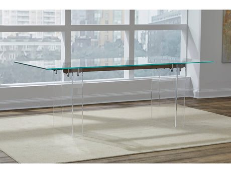 Moorea Clear/Glass/Bronze Double Pedestal Rectangular Dining Table - Ornate Home