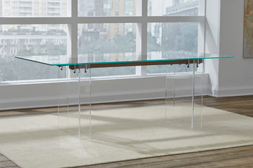 Moorea Clear/Glass/Bronze Double Pedestal Rectangular Dining Table - Ornate Home