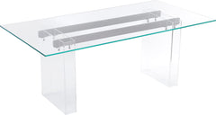 Moorea Clear/Glass/Bronze Double Pedestal Rectangular Dining Table - Ornate Home