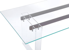 Moorea Clear/Glass/Bronze Double Pedestal Rectangular Dining Table - Ornate Home