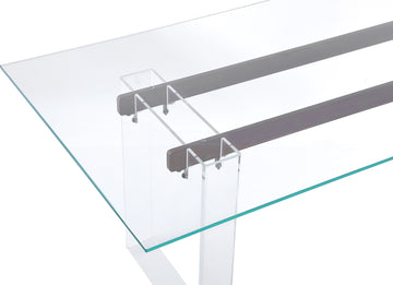 Moorea Clear/Glass/Bronze Double Pedestal Rectangular Dining Table - Ornate Home