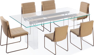 Moorea Clear/Glass/Bronze Double Pedestal Rectangular Dining Table - Ornate Home
