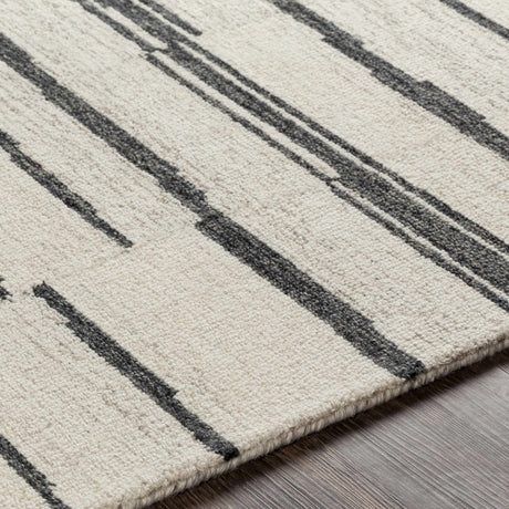Moorebank Black Striped Wool Rug - Ornate Home