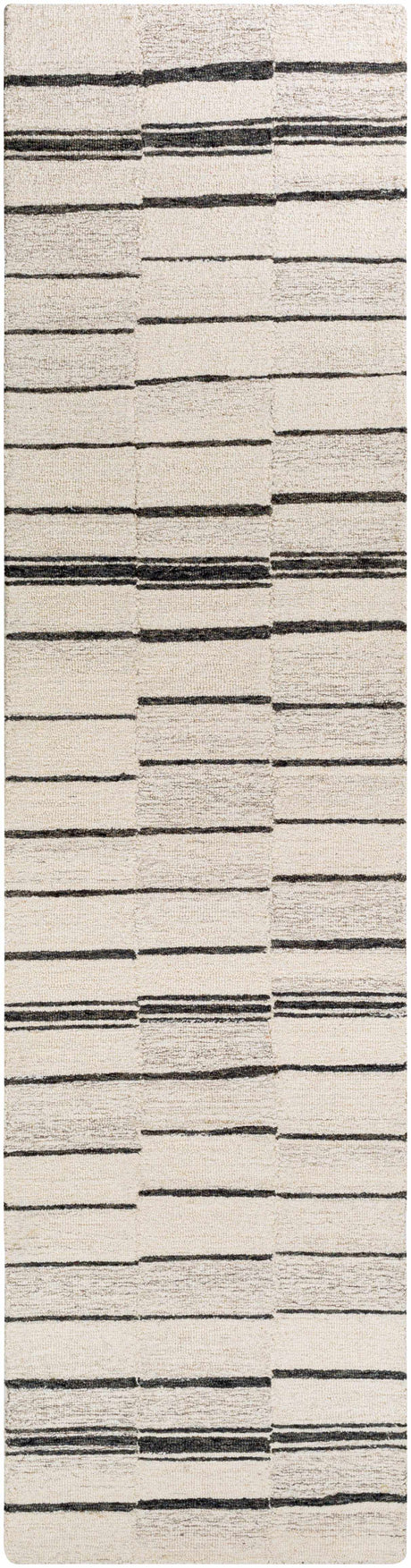 Moorebank Black Striped Wool Rug - Ornate Home