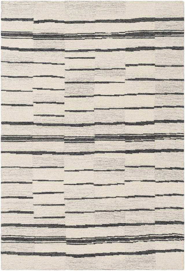 Moorebank Black Striped Wool Rug - Ornate Home