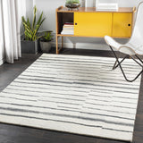 Moorebank Black Striped Wool Rug - Ornate Home