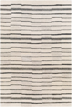 Moorebank Black Striped Wool Rug - Ornate Home