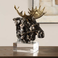 Moose Bust Bronze Sculpture - Ornate Home