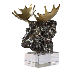 Moose Bust Bronze Sculpture - Ornate Home