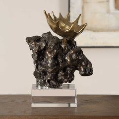 Moose Bust Bronze Sculpture - Ornate Home