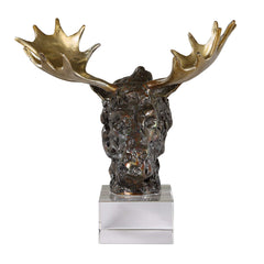 Moose Bust Bronze Sculpture - Ornate Home