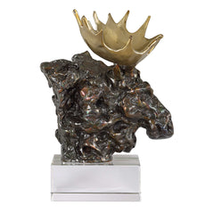 Moose Bust Bronze Sculpture - Ornate Home