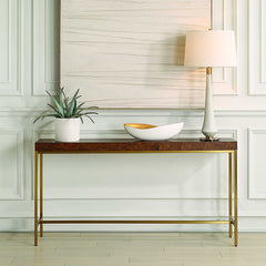 Moran Brass/Woodtone Burl Console Table - Ornate Home