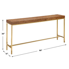 Moran Brass/Woodtone Burl Console Table - Ornate Home