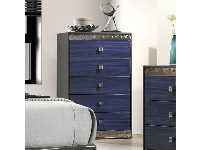Morcote Ash Gray/Indigo Blue Chest - Ornate Home