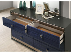 Morcote Ash Gray/Indigo Blue Dresser - Ornate Home