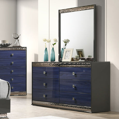 Morcote Ash Gray/Indigo Blue Mirror - Ornate Home
