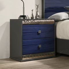 Morcote Ash Gray/Indigo Blue Queen 5 Piece Bedroom Set w/2 Nightstands - Ornate Home