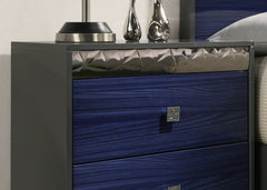 Morcote Ash Gray/Indigo Blue Queen 5 Piece Bedroom Set w/2 Nightstands - Ornate Home
