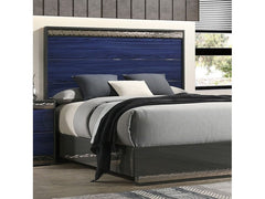 Morcote Ash Gray/Indigo Blue Queen Bed - Ornate Home