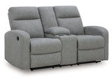Moreau Place Sterling Reclining Loveseat with Console - Ornate Home