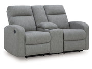Moreau Place Sterling Reclining Loveseat with Console - Ornate Home
