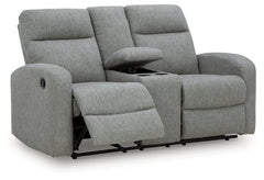 Moreau Place Sterling Reclining Loveseat with Console - Ornate Home