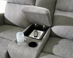 Moreau Place Sterling Reclining Loveseat with Console - Ornate Home