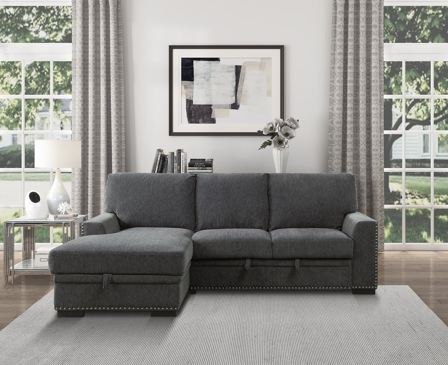 Morelia Charcoal 2-Piece Sectional Left Chaise - Ornate Home