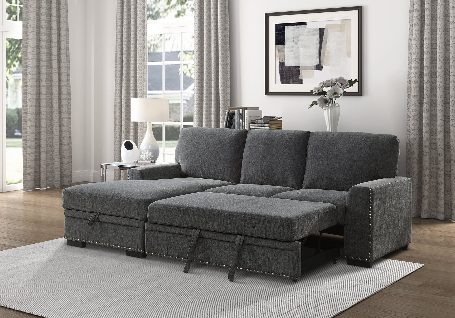 Morelia Charcoal 2-Piece Sectional Left Chaise - Ornate Home
