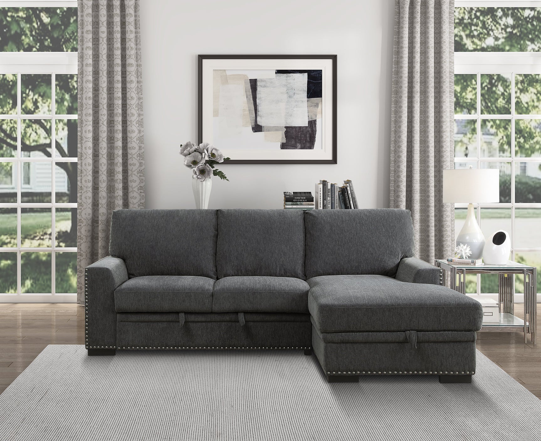 Morelia Charcoal 2-Piece Sectional Right Chaise - Ornate Home