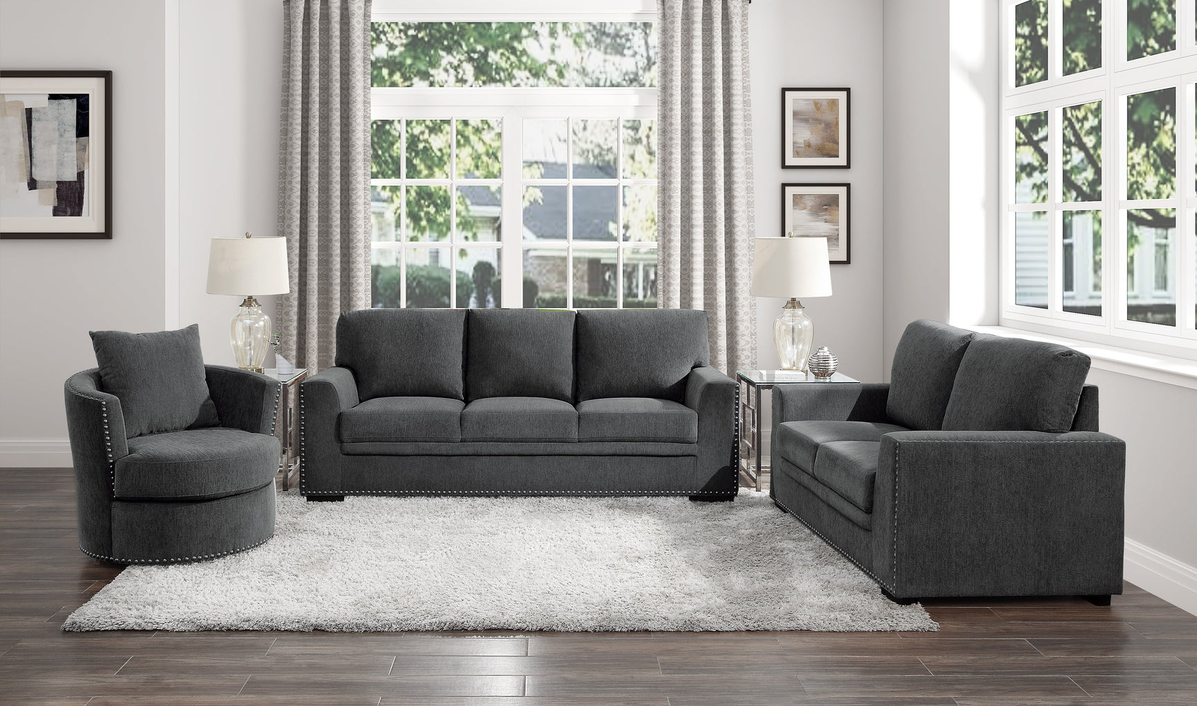 Morelia Charcoal Loveseat - Ornate Home