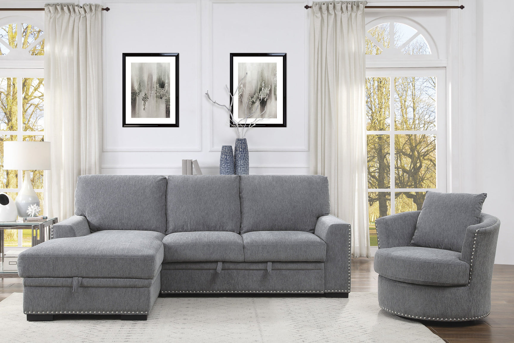 Morelia Dark Gray 2-Piece Sectional Left Chaise - Ornate Home