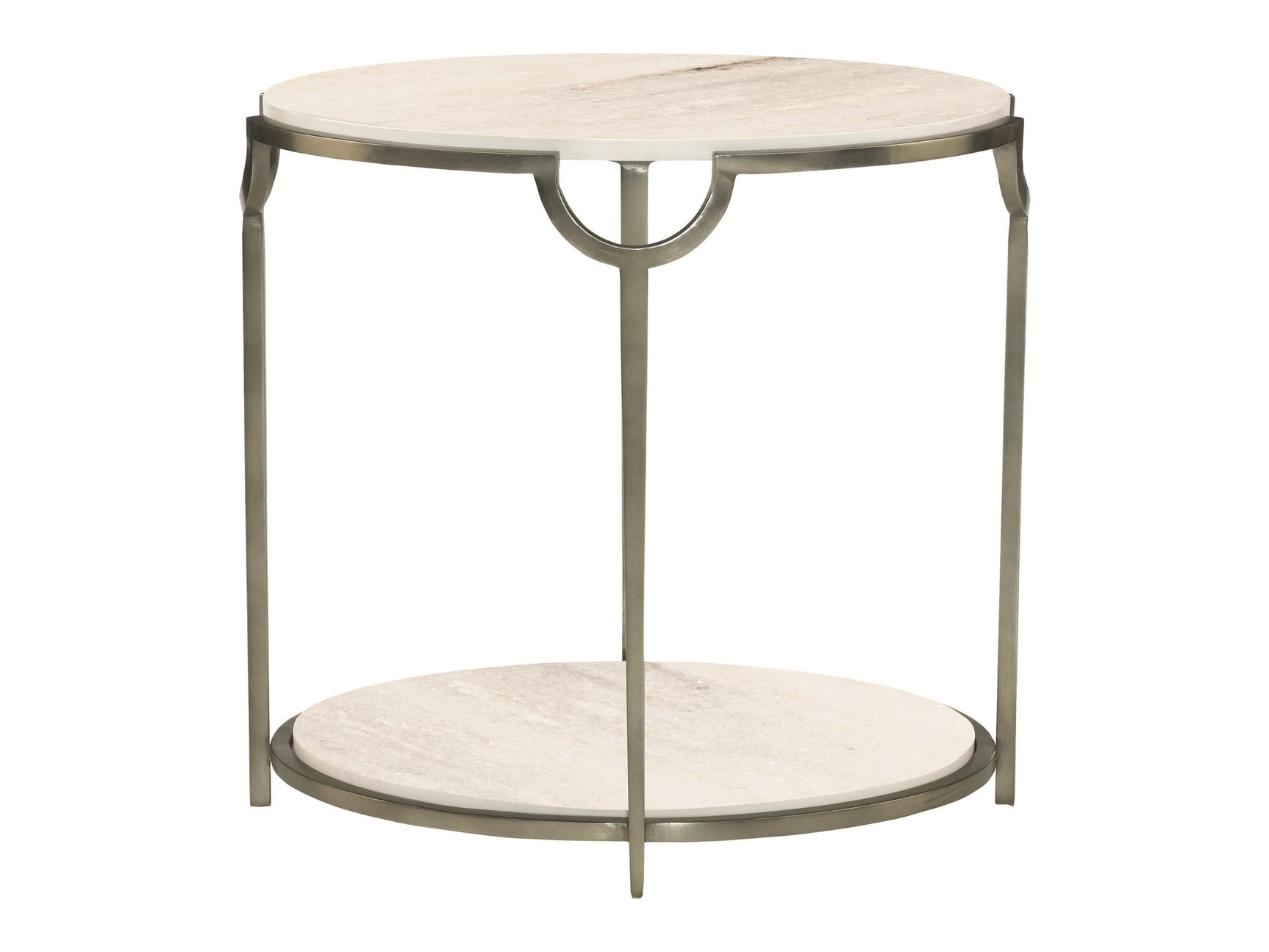 Morello Faux Carrara/Oxidized Nickel Side Table (22" D) - Ornate Home
