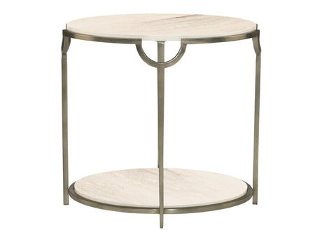 Morello Faux Carrara/Oxidized Nickel Side Table (22" D) - Ornate Home
