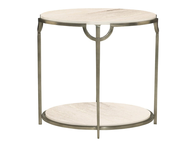 Morello Faux Carrara/Oxidized Nickel Side Table (22" D) - Ornate Home