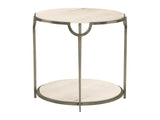 Morello Faux Carrara/Oxidized Nickel Side Table (28" D) - Ornate Home