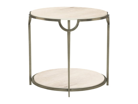 Morello Faux Carrara/Oxidized Nickel Side Table (28" D) - Ornate Home