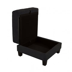 Moretaine Black Corduroy Storage Ottoman - Ornate Home