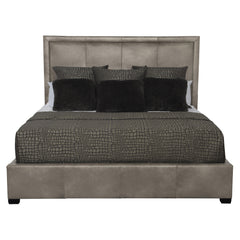 Morgan Beige/Tan Leather Panel King Bed - Ornate Home