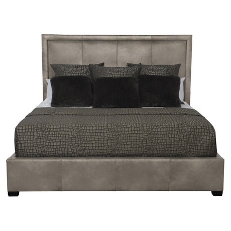 Morgan Beige/Tan Leather Queen Panel Bed – Standart Headboard - Ornate Home