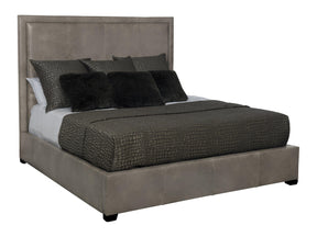 Morgan Beige/Tan Leather Queen Panel Bed – Tall Headboard - Ornate Home