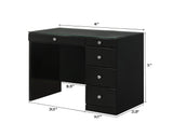 Morgan Black Vanity Set w/LED Mirror & Stool - Ornate Home