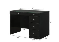 Morgan Black Vanity Set w/LED Mirror & Stool - Ornate Home